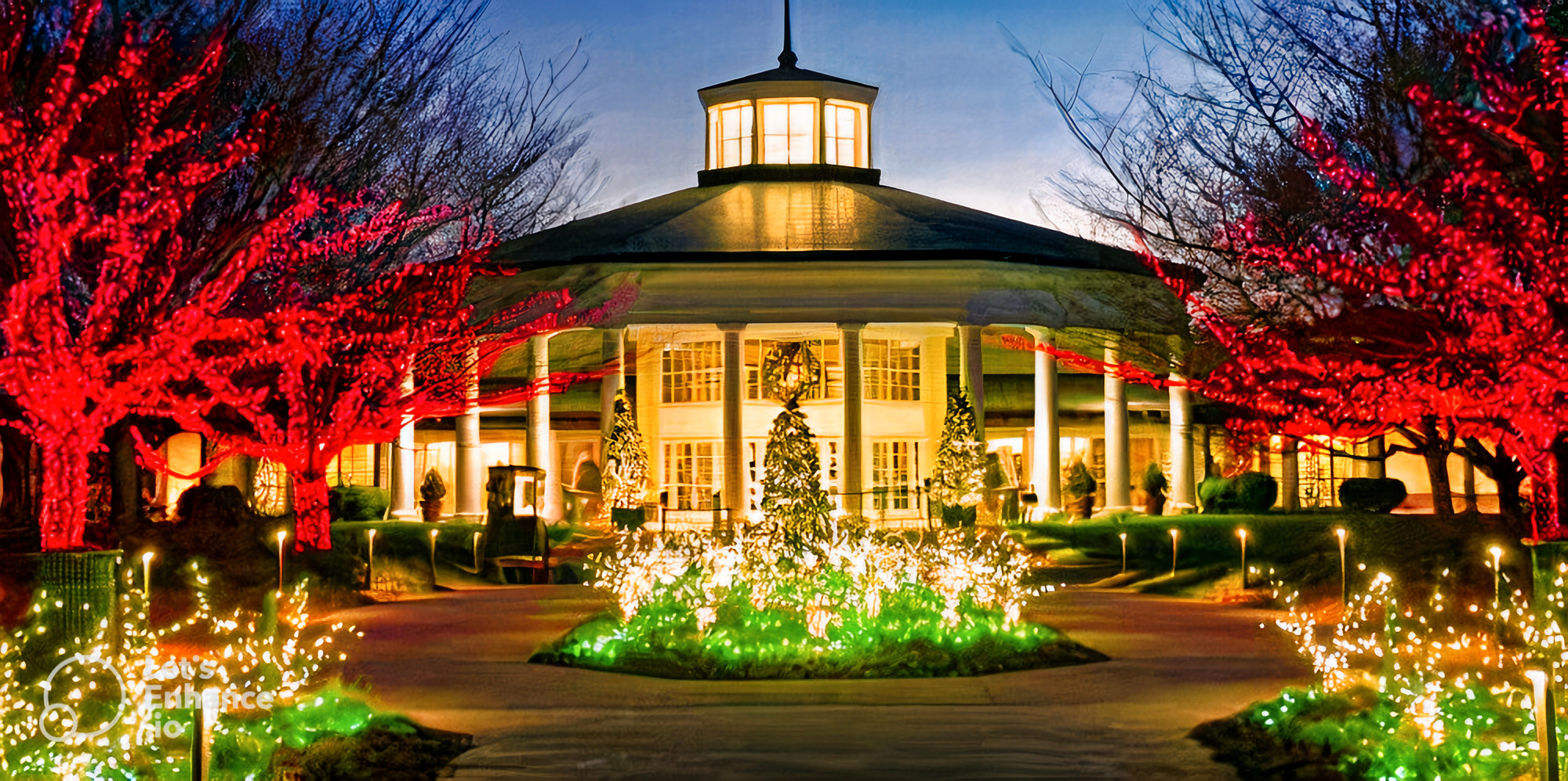 this image shows commercial and residential Christmas light installation